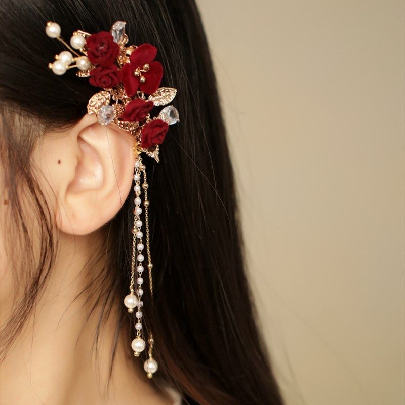 中式流苏夹子头饰旗袍配饰敬酒服茶服发夹侧边红色设计发卡后脑勺,饰品/流行首饰/时尚饰品新,发饰,淘宝优惠券,粉丝福利购,淘宝优惠卷
