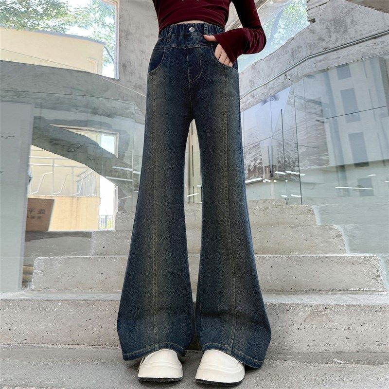 女童喇叭裤春秋款2025新款儿童秋装牛仔裤大童女孩秋季微喇长裤子,童装/婴儿装/亲子装,儿童牛仔裤,淘宝优惠券,粉丝福利购,淘宝优惠卷