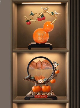 新中式酒柜摆件轻奢高档办公室书柜装饰品客厅电视柜博.古架工艺