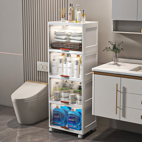 卫生间的置物架浴室夹缝收纳架子厕所洗手间储物柜落地Y洗澡间防