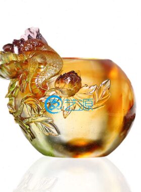 饰品桌琉璃创意时尚肖摆件商务办公生礼物礼品生日家居富贵笔筒蛇