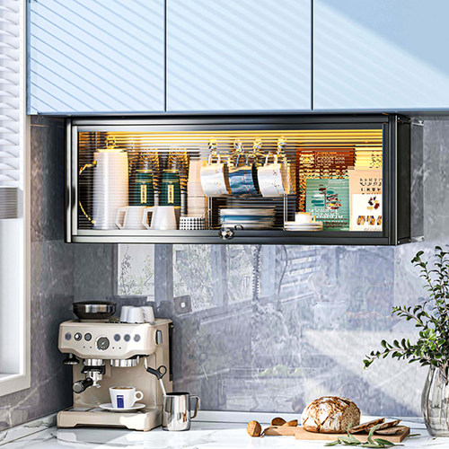 杯子收纳置物架壁挂式防尘u杯架茶杯纸杯储物柜挂墙上咖啡水杯架