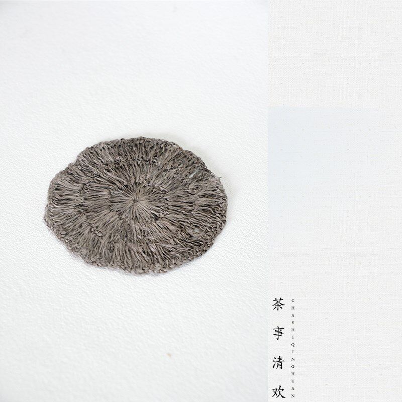 圆形火麻垫茶垫i紫砂养壶垫手工编织杯垫茶染壶托垫隔热垫茶道零