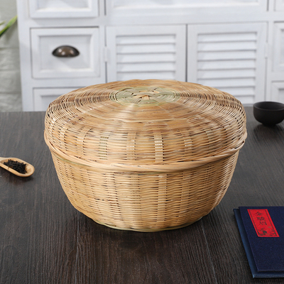 竹编带盖茶叶篮鸡蛋篮水果筐大号茶叶篓收纳筐有盖竹篮手工竹制品