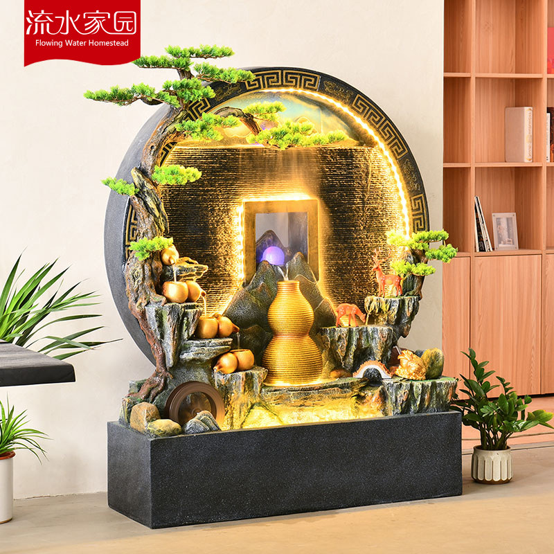 水幕墙流水墙入户玄关客厅酒店葫C芦喷泉景观乔迁开业送礼装饰摆