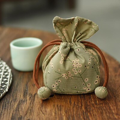 纯棉加厚文玩手串珠宝收t纳布袋子茶杯主人杯茶具便携包束口抽绳