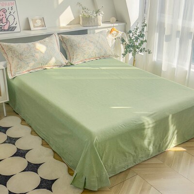 拼接加大a床单件全棉夏季薄60支棉定做加宽加长3米超大纯棉绿色
