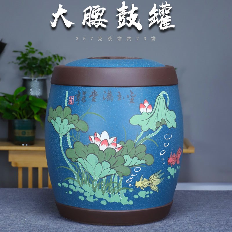 普洱茶罐c储茶罐纯手工紫砂茶叶罐大号茶缸密封茶饼罐陈皮罐存茶