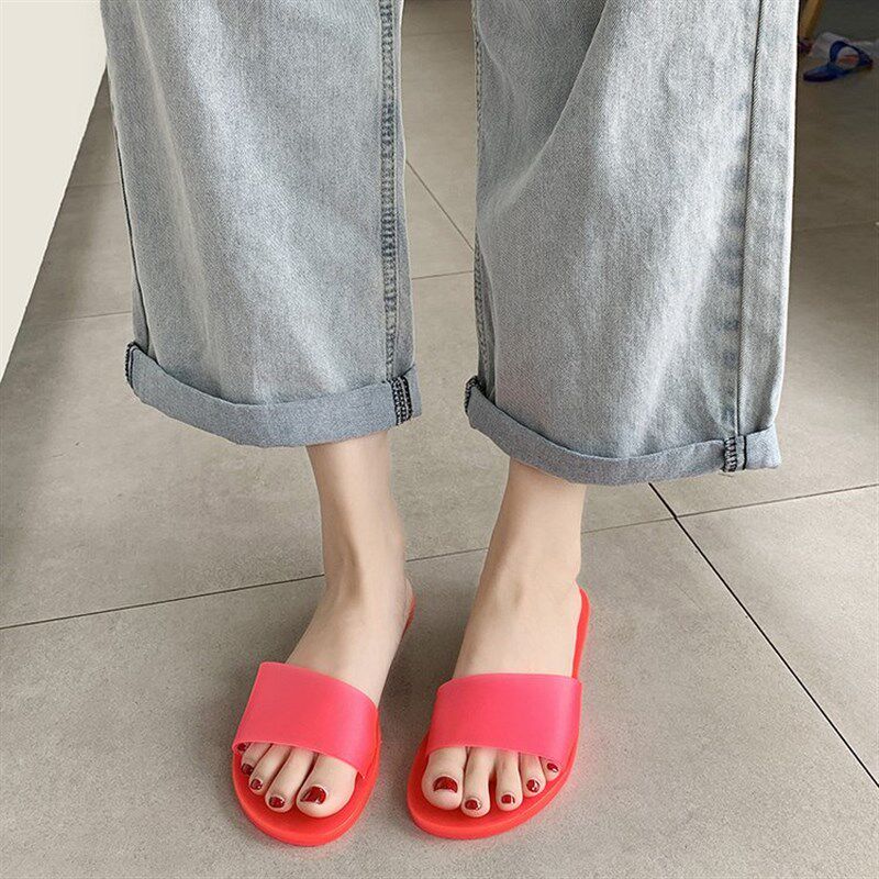 夏天拖鞋女款外穿时尚海边女款水晶塑料凉拖鞋室内居家防滑平底