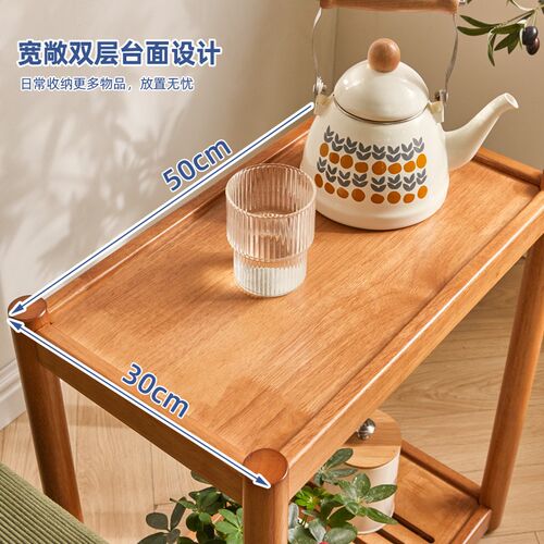 可移动沙发边几实木侧边柜带轮子小推车小茶几迷你茶桌角几小桌子