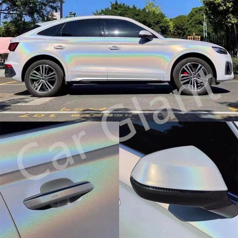 七彩镭射白汽车改色膜 全车膜 彩虹镭射黑 镭射银 镭射灰贴膜变色