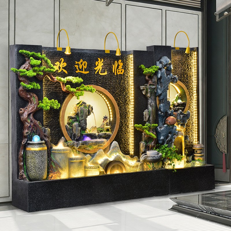 假山流水景观户外鱼池造景庭院水幕墙屏风酒店玄关装饰循环水摆件
