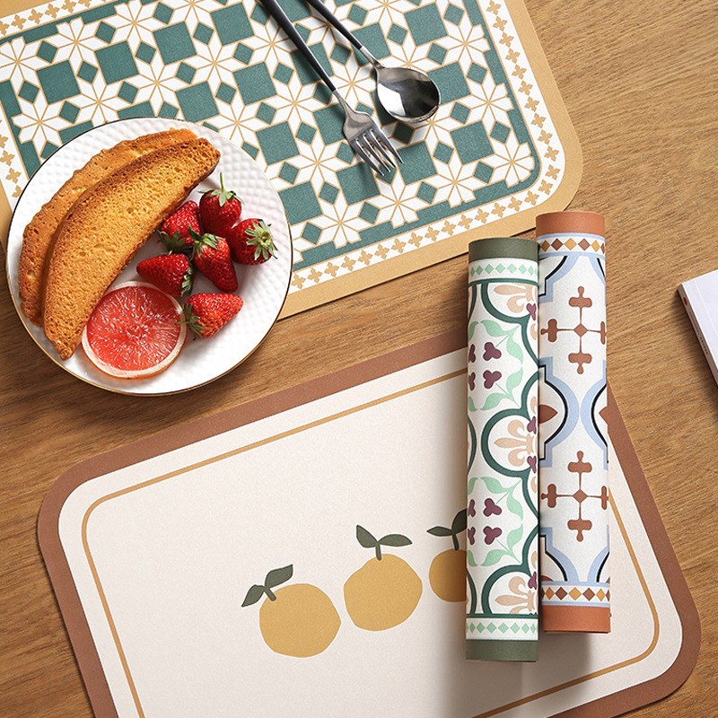 复古美式家用高级感隔热垫防水防油可擦免洗垫子可裁剪皮革餐垫