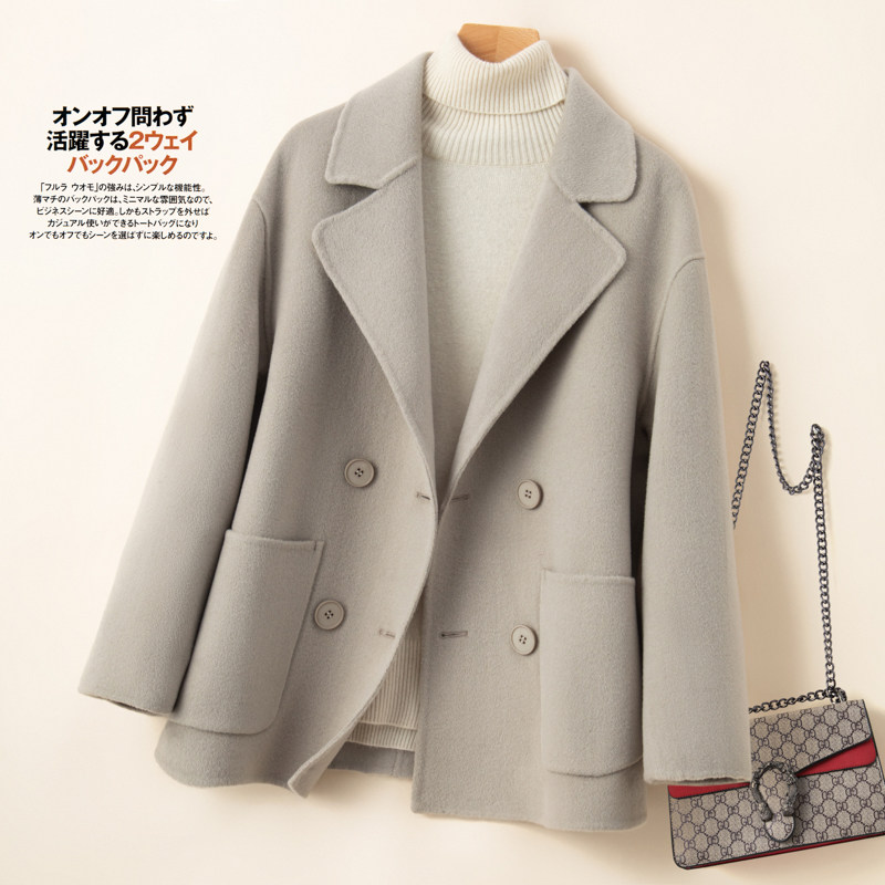 秋冬新款双面羊绒呢大衣女短款小个子宽松西装领羊毛呢子外套,女装/女士精品,毛呢外套,淘宝优惠券,粉丝福利购,淘宝优惠卷