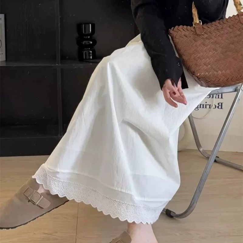 大码女装微胖妹妹mm白色蕾丝半身裙夏季高腰宽松显瘦遮胯中长裙子,女装/女士精品,大码半身裙,淘宝优惠券,粉丝福利购,淘宝优惠卷