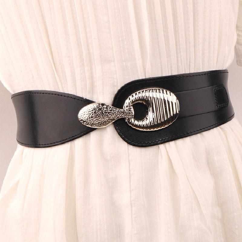 女士真皮腰封女装饰百搭牛皮宽腰带古银扣韩版时尚配连衣裙子皮带