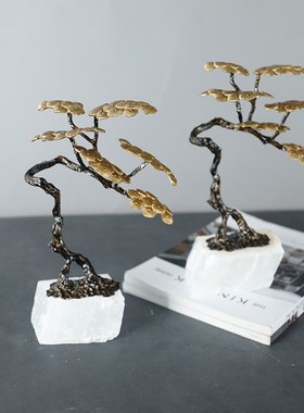 现代新中式轻奢创意铁艺透明树脂家居摆件电视柜样板间软装玄关