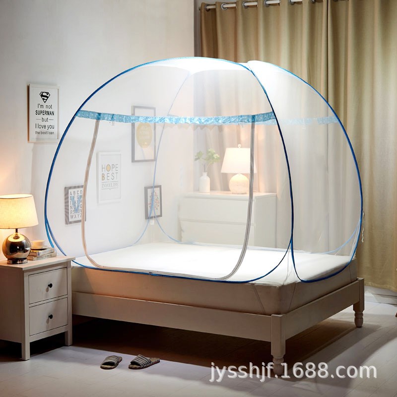 定制蚊帐免安装蚊帐蒙古包双人床上下床学生宿舍三开门家用拉链式