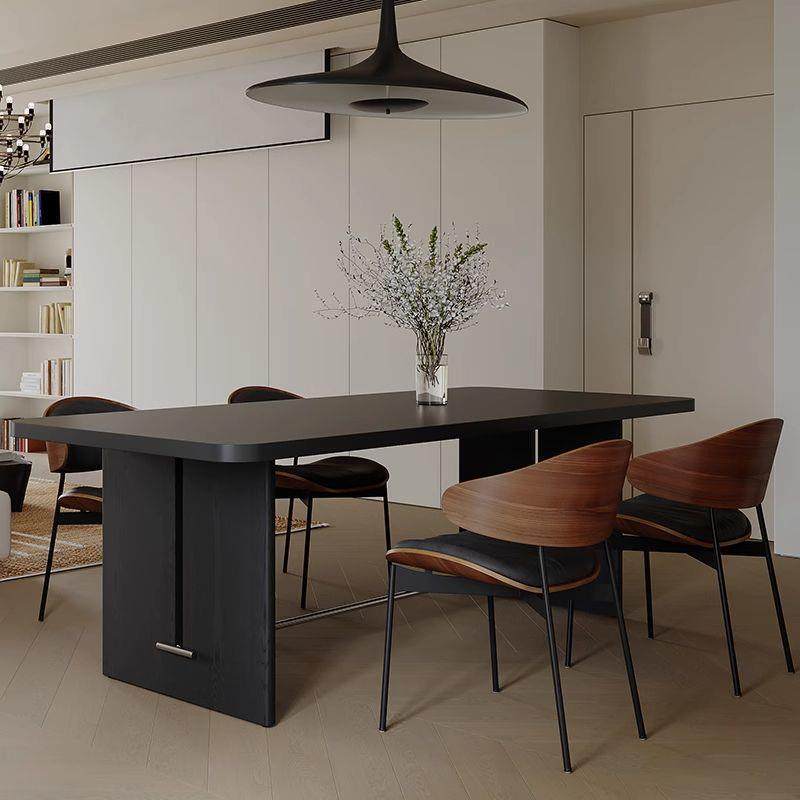 博宇家具简约古风现代岩板实木餐桌椅组合小户型复古长方形家用