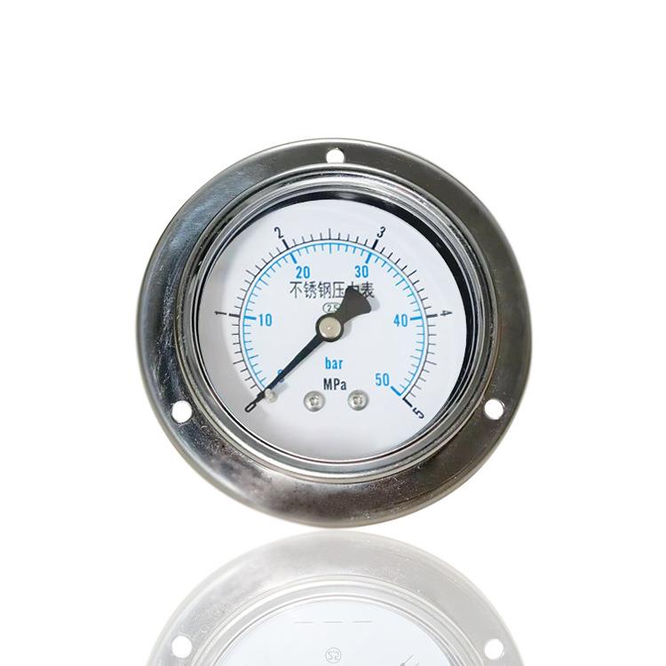 全钢压力表不锈钢轴向带前边埋入式法兰安装 YBF60ZT 5MPA 50BAR