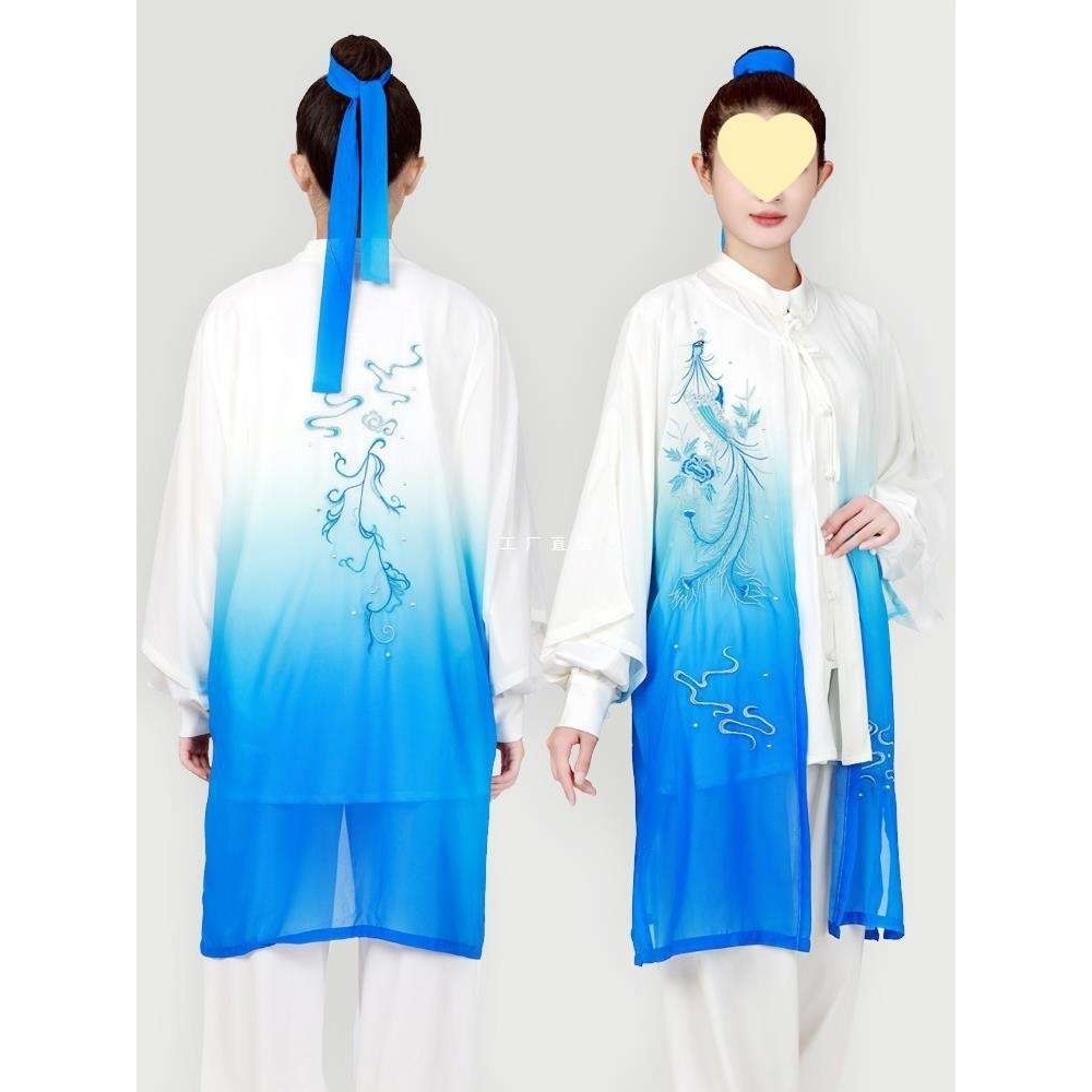 太极服新款披沙女变色刺绣披风武术太极拳比赛演出服男外搭披肩