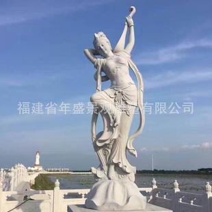 别墅花园中式飞天仙女雕像 惠安石雕厂家 七仙女大理石人物摆件