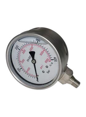全钢压力表不锈钢充油耐震径向立装316L螺纹YNBF100 400bar ZG1/4
