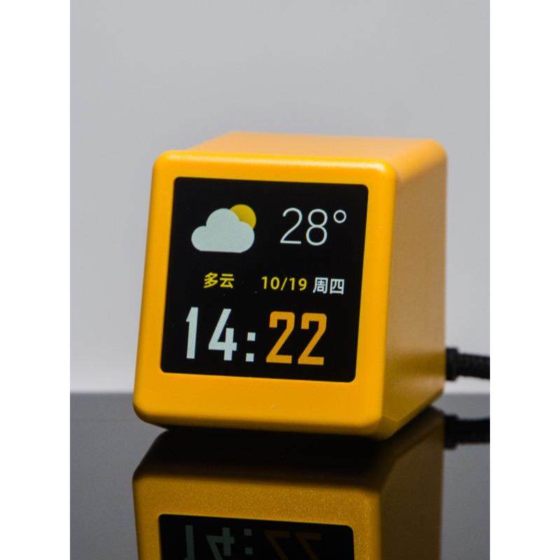 智能简约桌面电脑书房天气时闹钟彩屏温湿度气象站黑白小付熔
