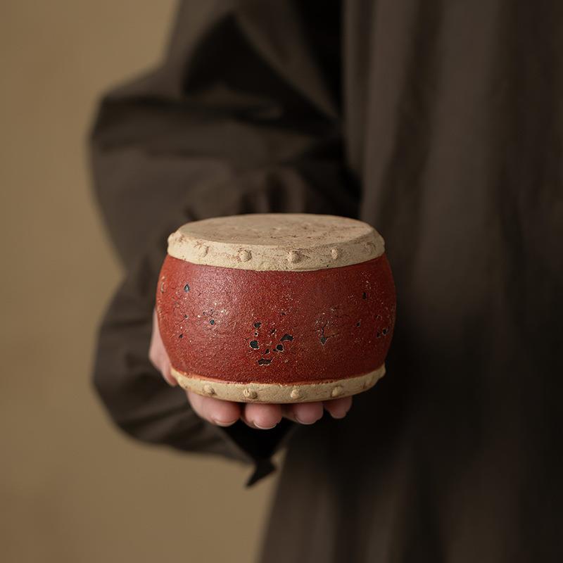 老岩泥仿古新中式腰鼓圆形盖置茶壶盖碗盖子配件盖置壶盖托线香插