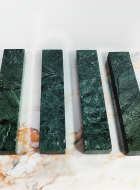 天然大理石镇纸镇尺书压印度绿大理石方条文房四宝用品轻奢大花绿