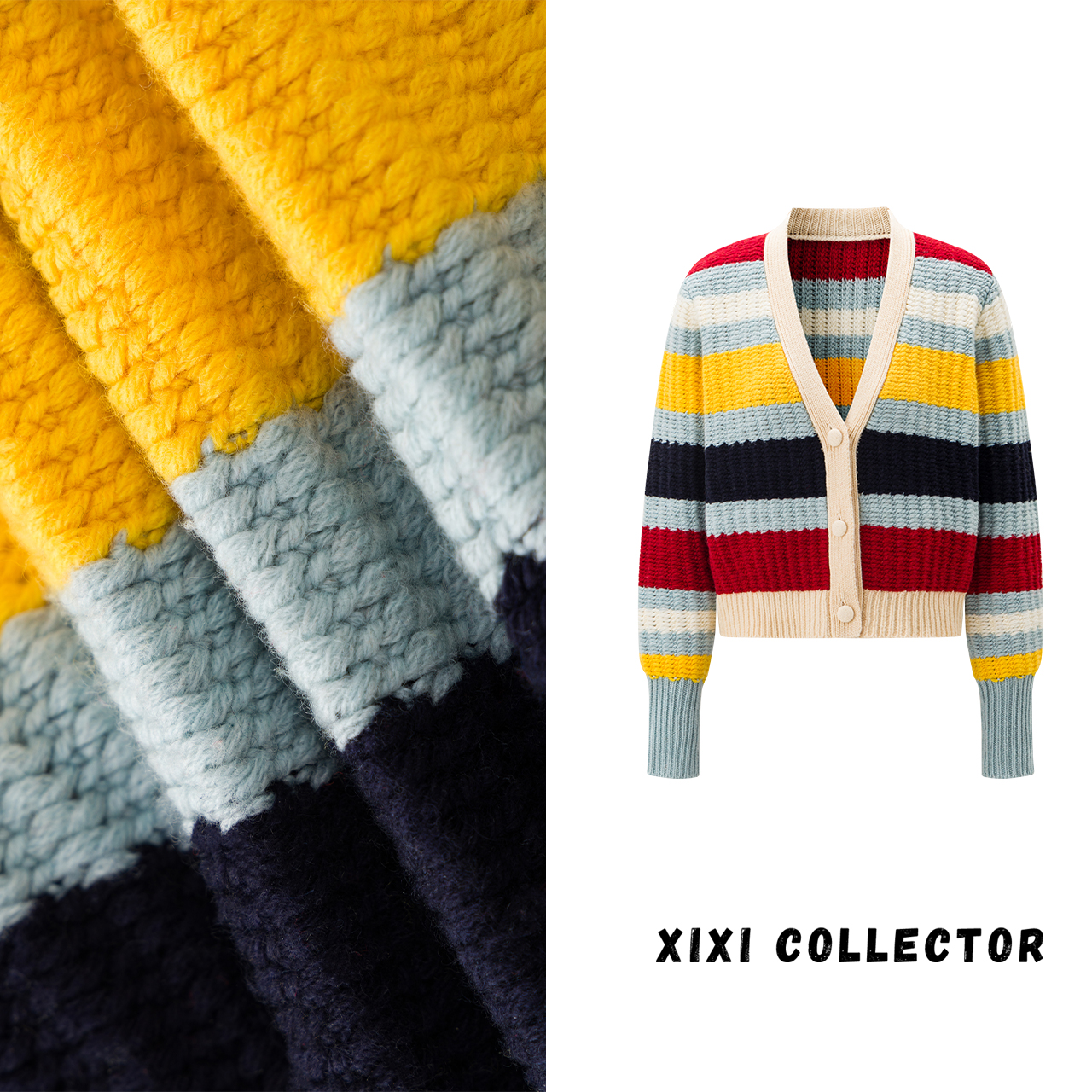 Runaway artist达人推荐款｜XIXI COLLECTOR联名棱光织间V领开衫