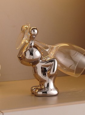 创意兔子红酒架摆件轻奢电视柜酒柜装饰家居摆设客厅餐边柜酒杯托