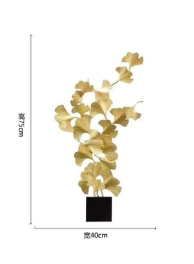 中式简约装饰品玄关创意金属摆件客厅家居银杏叶铁艺酒柜工艺品