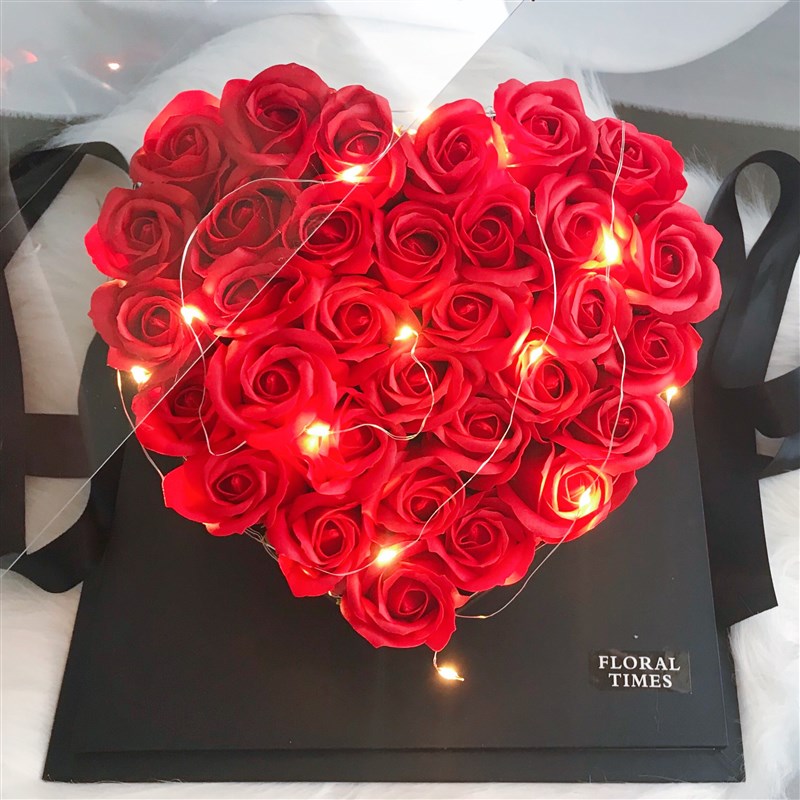 礼盒永生花大号全景亚克力爱心玫瑰香皂情人节送女友生日创意礼物