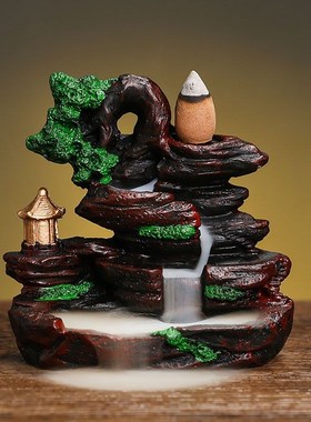 倒流香炉大号流云飞瀑双面假山家用香薰炉檀O香倒流香鱼缸家用摆