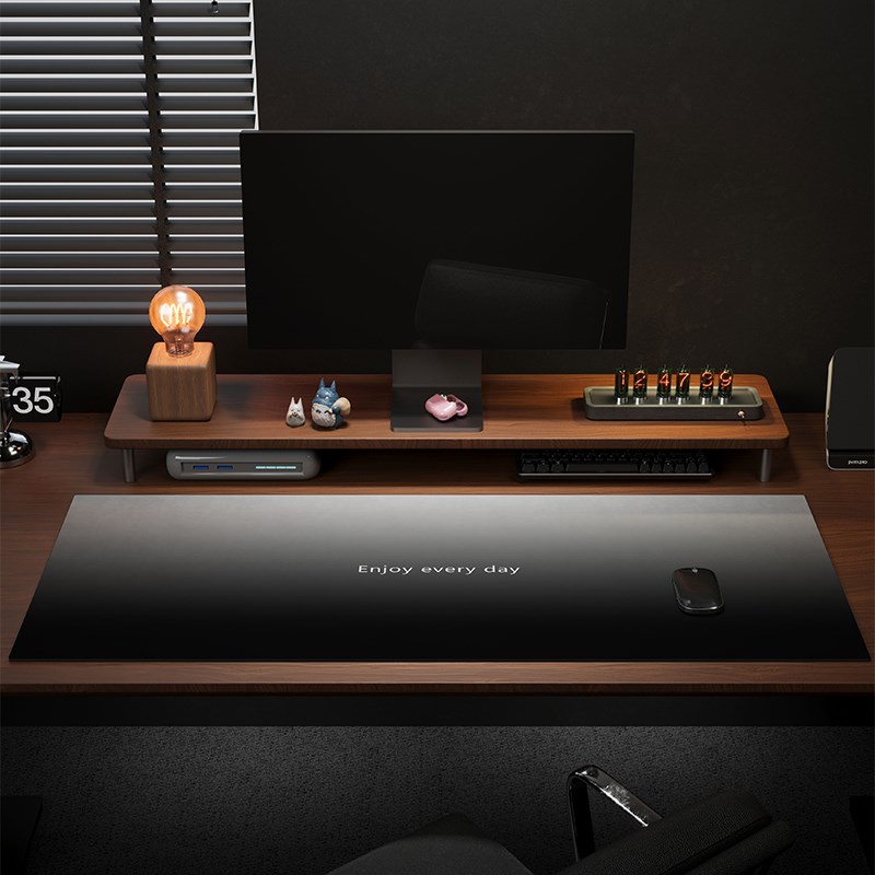 灰色定制办公室桌垫男生极简超大B号加厚渐变色桌面保护垫键盘垫