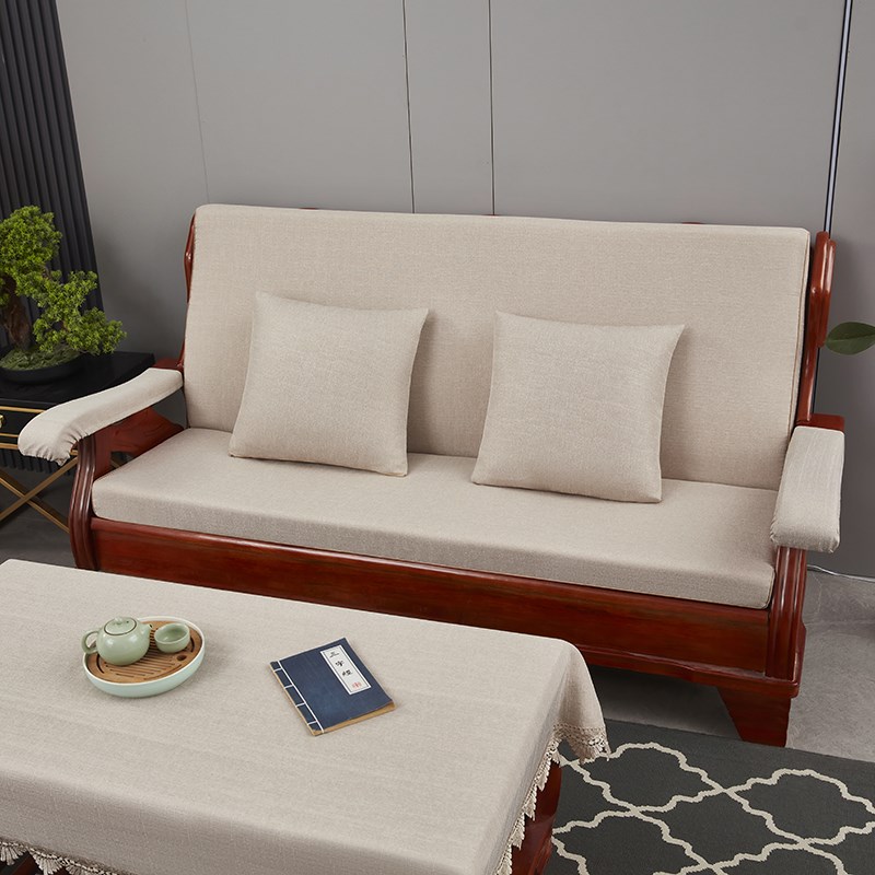 红实木沙发垫防滑可拆洗带靠背连身老式春M秋椅高密度加硬海绵坐