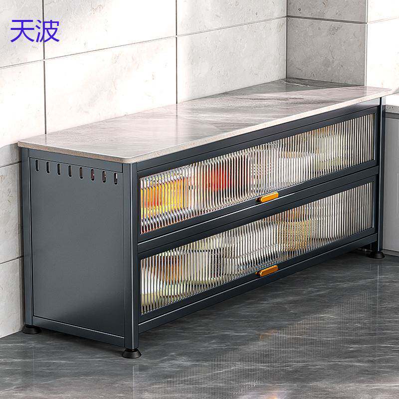 bts厨房置物架落地多层岩板收纳柜多功能微波炉烤箱切菜餐边碗储