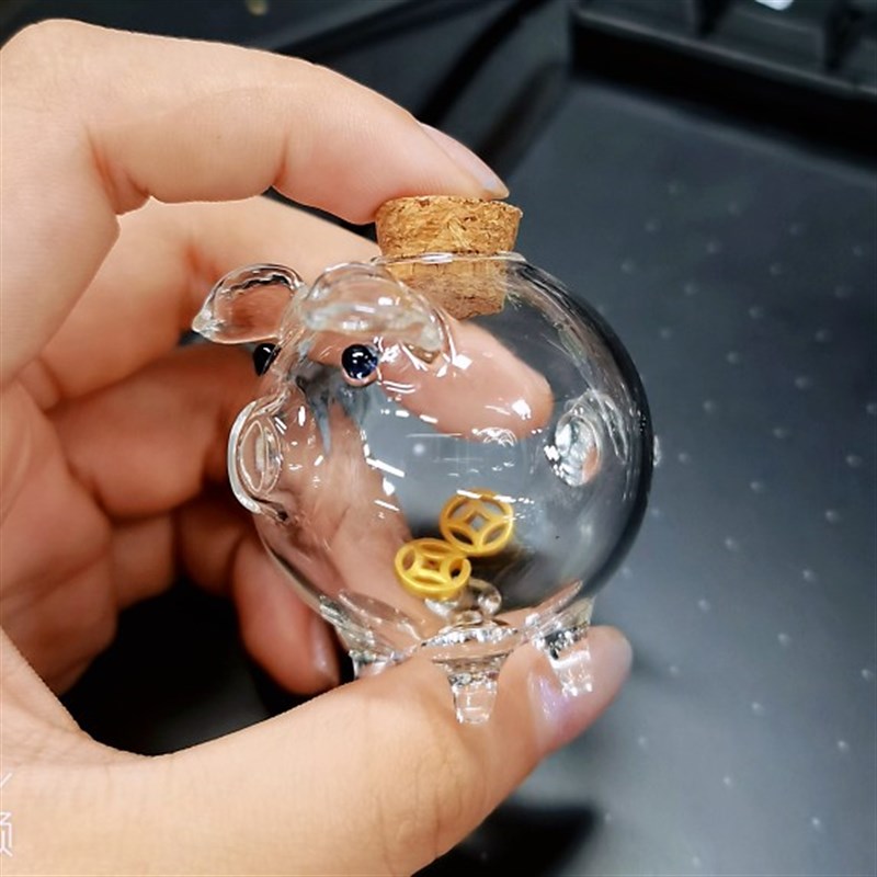 小猪瓶 装金h豆豆的小金猪 攒金豆豆玻璃瓶许愿瓶迷你玻璃猪