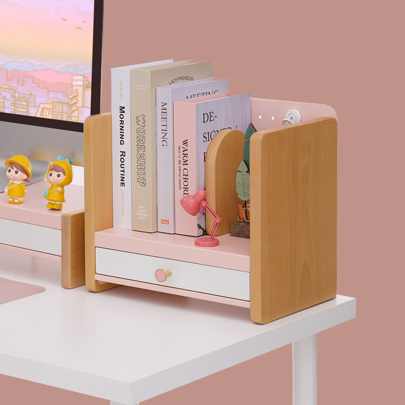 MOZI桌面洞洞板书架q环保实木置物架学生收纳神器整理多功能展示