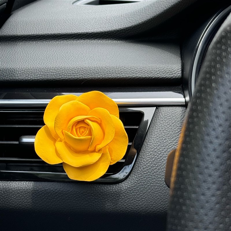 车载香薰出风口扩香石黄色玫瑰的故D事刘亦菲同款汽车车饰装饰车