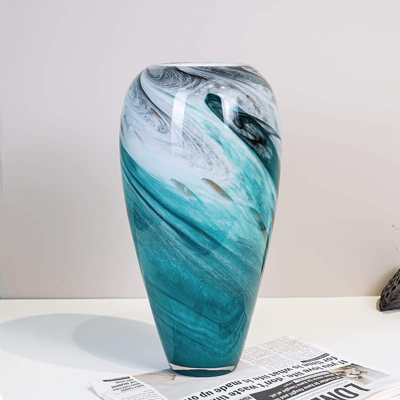 K514 现代化轻奢水墨x玻璃花瓶家居客厅茶几摆件插花器