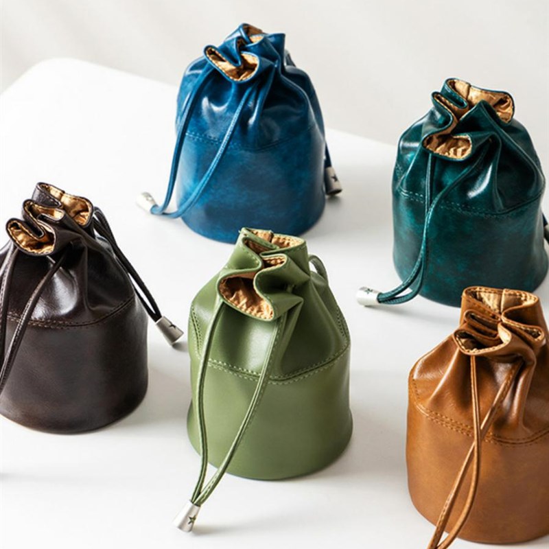 高档皮质茶具g收纳袋便携旅行随身茶事包茶壶茶杯套文玩首饰束口