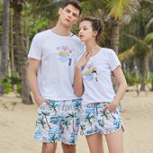 情侣装 新款 速干海边度假22夏季 三亚旅游穿搭沙滩套装 衣服男沙滩裤