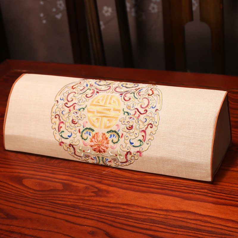 中式扶手枕红木沙发坐垫扇形x手枕刺绣腰靠垫长方形实木家具靠背