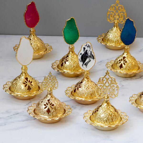 东铁艺桌面摆件香炉小号格拉伯金属金色阿香炉风中熏香炉家用迷你