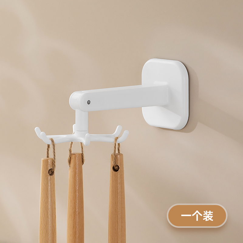 厨房旋转挂钩免打孔n置物架壁挂式黏鈎倒挂锅铲勺子收纳层架厨具