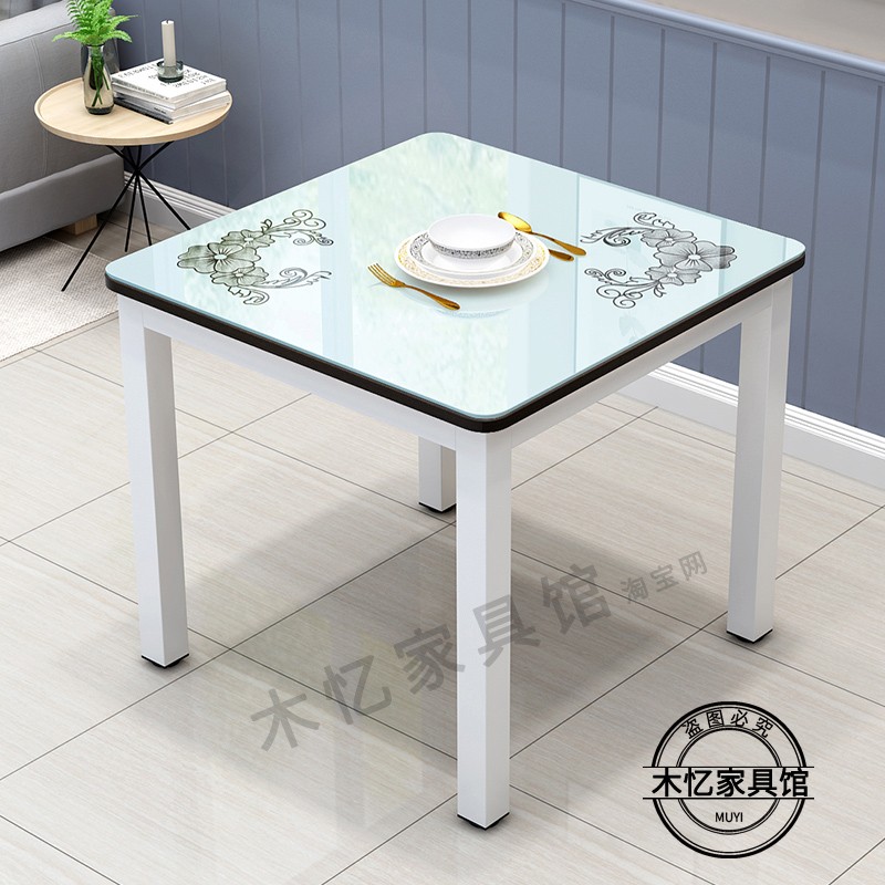 四人桌椅餐厅桌方桌子钢化玻璃桌家用方形客桌R双人桌椅餐桌椅组