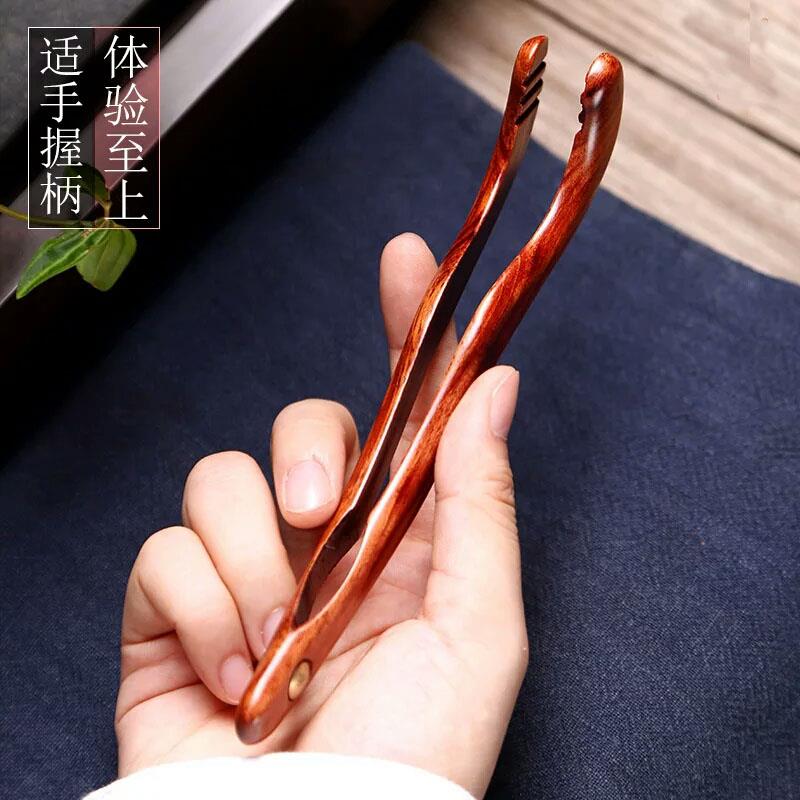 正品花梨茶夹功夫茶具茶道配件茶杯夹子茶则实木洗杯茶夹子镊子