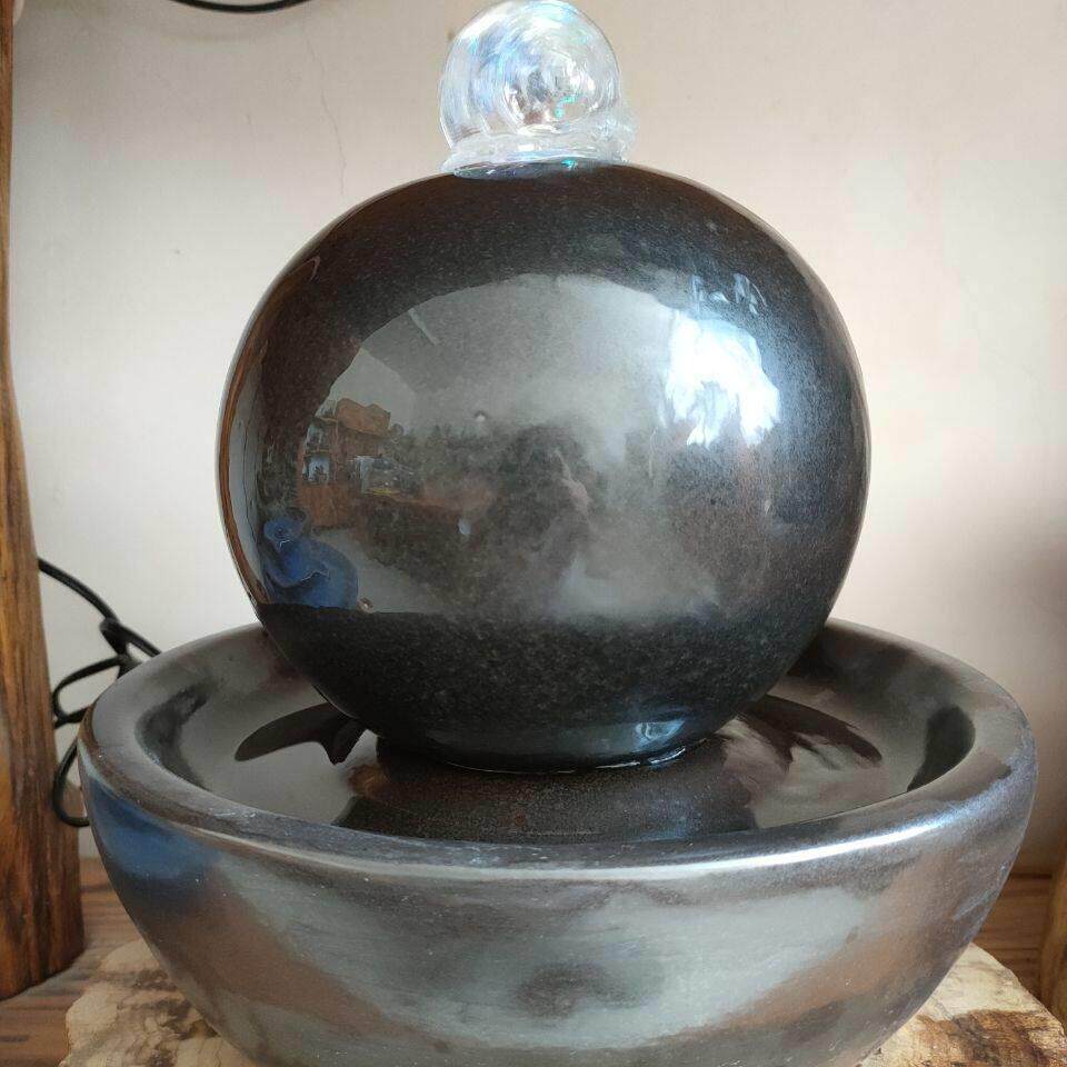 陶瓷流水工艺摆饰流水加湿器圆球喷泉客厅装饰品家居桌面招财摆件